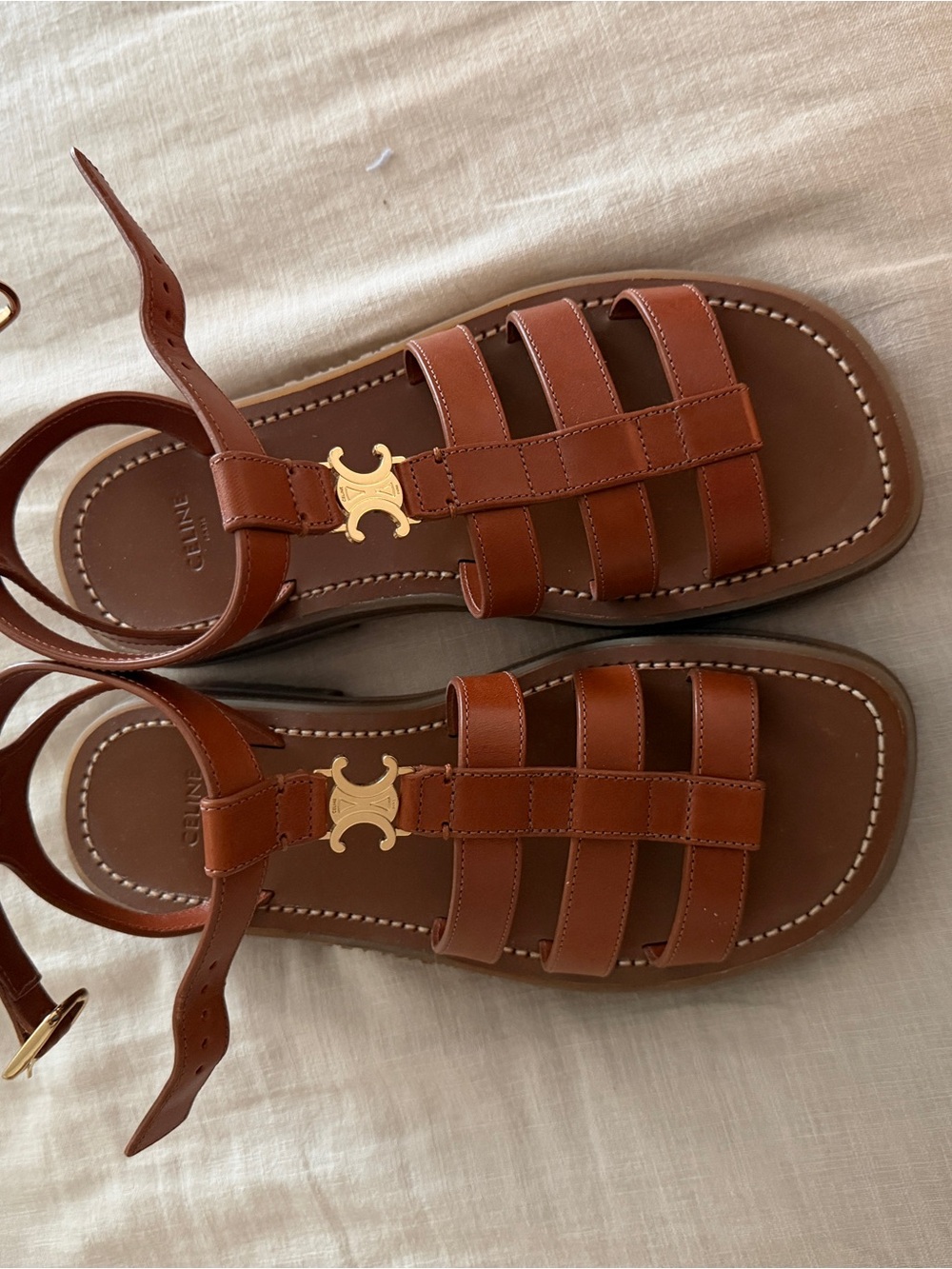 Celine Brown Leather Strappy Sandal
